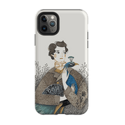 iPhone phone case-Man With Peacock By Meghann Rader-Product Details Raised bevel to protect screen from scratches. Impact resistant polycarbonate shell and shock absorbing inner TPU liner. Secure fit with design wrapping around side of the case and full access to ports. Compatible with Qi-standard wireless charging. Thickness 1/8 inch (3mm), weight 30g. Compatibility See drop down menu for options, please select the right case as we print to order.-Stringberry
