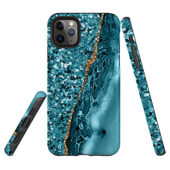 iPhone phone case-Marine (case does not glitter)-Product Details Raised bevel to protect screen from scratches. Impact resistant polycarbonate shell and shock absorbing inner TPU liner. Secure fit with design wrapping around side of the case and full access to ports. Compatible with Qi-standard wireless charging. Thickness 1/8 inch (3mm), weight 30g. Compatibility See drop down menu for options, please select the right case as we print to order.-Stringberry