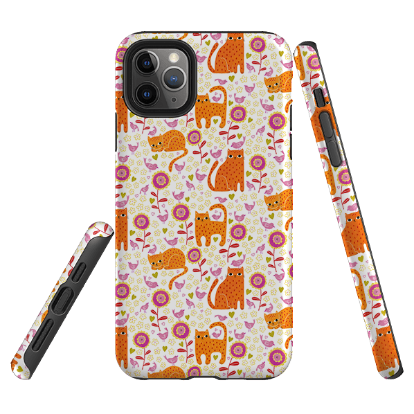 iPhone phone case-Marmalade Cats By Suzy Taylor-Product Details Raised bevel to protect screen from scratches. Impact resistant polycarbonate shell and shock absorbing inner TPU liner. Secure fit with design wrapping around side of the case and full access to ports. Compatible with Qi-standard wireless charging. Thickness 1/8 inch (3mm), weight 30g. Compatibility See drop down menu for options, please select the right case as we print to order.-Stringberry