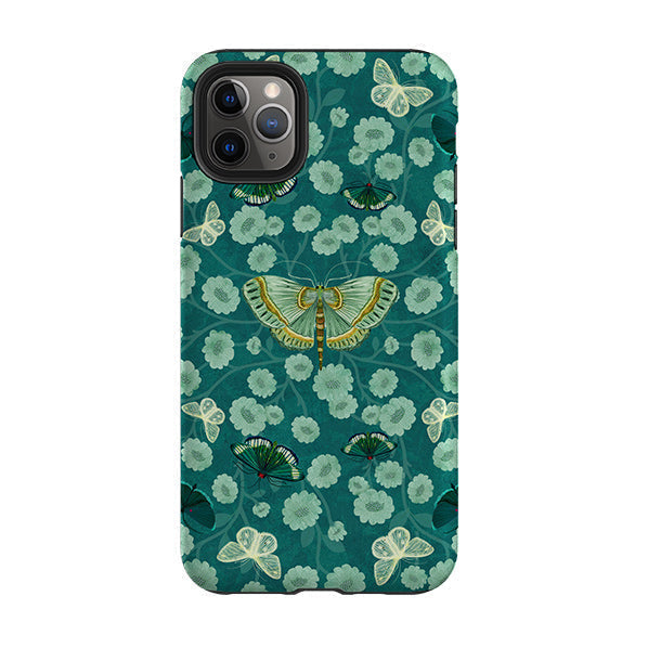 iPhone phone case-Medium Moth 2 By Katherine Quinn-Product Details Raised bevel to protect screen from scratches. Impact resistant polycarbonate shell and shock absorbing inner TPU liner. Secure fit with design wrapping around side of the case and full access to ports. Compatible with Qi-standard wireless charging. Thickness 1/8 inch (3mm), weight 30g. Compatibility See drop down menu for options, please select the right case as we print to order.-Stringberry