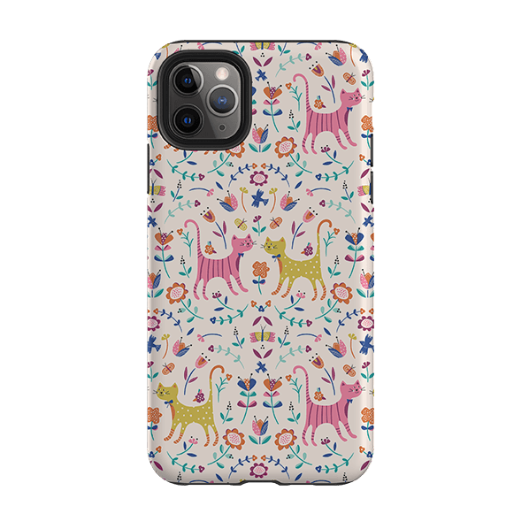 iPhone phone case-Meow By Ali Brookes-Product Details Raised bevel to protect screen from scratches. Impact resistant polycarbonate shell and shock absorbing inner TPU liner. Secure fit with design wrapping around side of the case and full access to ports. Compatible with Qi-standard wireless charging. Thickness 1/8 inch (3mm), weight 30g. Compatibility See drop down menu for options, please select the right case as we print to order.-Stringberry