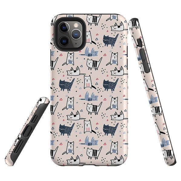 iPhone phone case-Meowise-Product Details Raised bevel to protect screen from scratches. Impact resistant polycarbonate shell and shock absorbing inner TPU liner. Secure fit with design wrapping around side of the case and full access to ports. Compatible with Qi-standard wireless charging. Thickness 1/8 inch (3mm), weight 30g. Compatibility See drop down menu for options, please select the right case as we print to order.-Stringberry