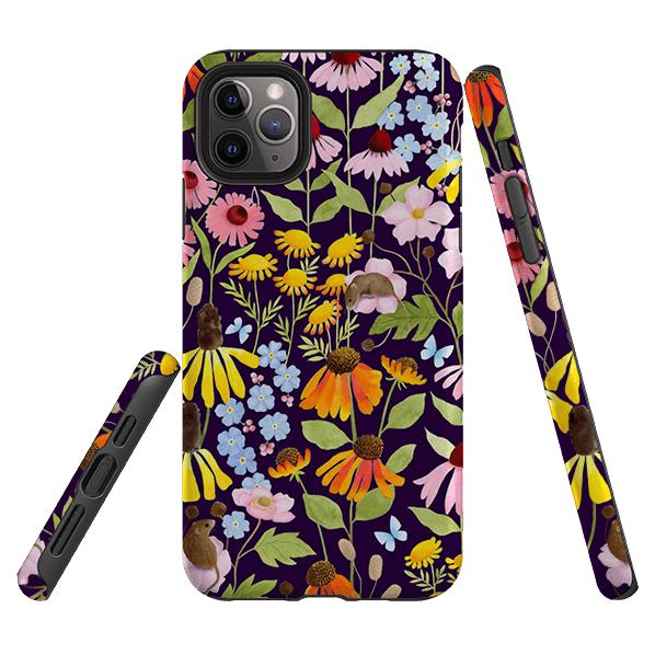 iPhone phone case-Mice And Wildflowers By Bex Parkin-Product Details Raised bevel to protect screen from scratches. Impact resistant polycarbonate shell and shock absorbing inner TPU liner. Secure fit with design wrapping around side of the case and full access to ports. Compatible with Qi-standard wireless charging. Thickness 1/8 inch (3mm), weight 30g. Compatibility See drop down menu for options, please select the right case as we print to order.-Stringberry