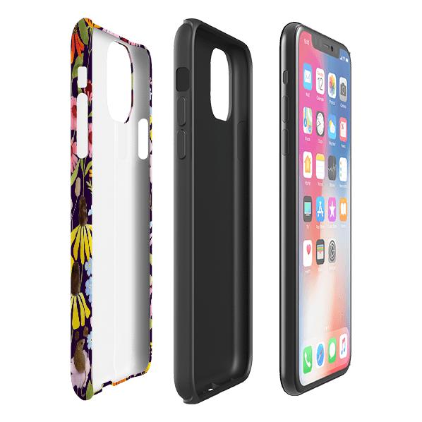 iPhone phone case-Mice And Wildflowers By Bex Parkin-Product Details Raised bevel to protect screen from scratches. Impact resistant polycarbonate shell and shock absorbing inner TPU liner. Secure fit with design wrapping around side of the case and full access to ports. Compatible with Qi-standard wireless charging. Thickness 1/8 inch (3mm), weight 30g. Compatibility See drop down menu for options, please select the right case as we print to order.-Stringberry