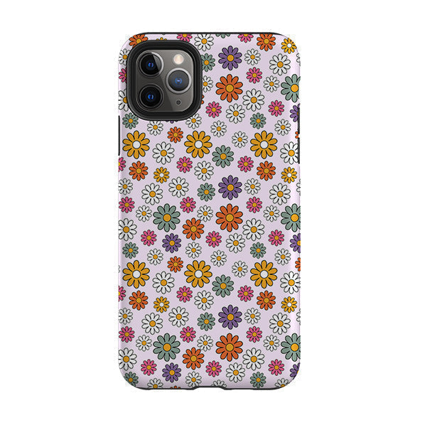 iPhone phone case-Mixed Daises-Product Details Raised bevel to protect screen from scratches. Impact resistant polycarbonate shell and shock absorbing inner TPU liner. Secure fit with design wrapping around side of the case and full access to ports. Compatible with Qi-standard wireless charging. Thickness 1/8 inch (3mm), weight 30g. Compatibility See drop down menu for options, please select the right case as we print to order.-Stringberry