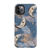 iPhone phone case-Moon And Stars-Product Details Raised bevel to protect screen from scratches. Impact resistant polycarbonate shell and shock absorbing inner TPU liner. Secure fit with design wrapping around side of the case and full access to ports. Compatible with Qi-standard wireless charging. Thickness 1/8 inch (3mm), weight 30g. Compatibility See drop down menu for options, please select the right case as we print to order.-Stringberry