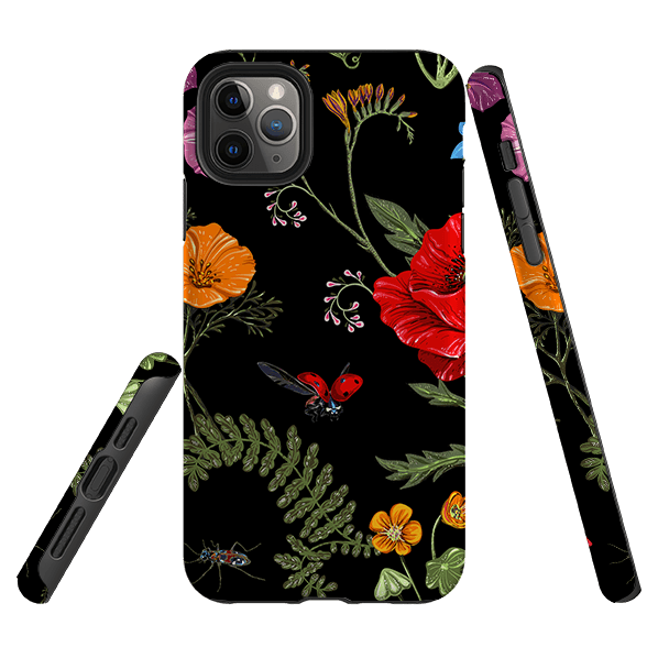iPhone phone case-Moonlight Garden-Product Details Raised bevel to protect screen from scratches. Impact resistant polycarbonate shell and shock absorbing inner TPU liner. Secure fit with design wrapping around side of the case and full access to ports. Compatible with Qi-standard wireless charging. Thickness 1/8 inch (3mm), weight 30g. Compatibility See drop down menu for options, please select the right case as we print to order.-Stringberry