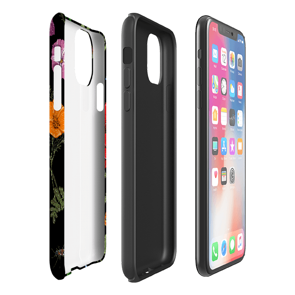 iPhone phone case-Moonlight Garden-Product Details Raised bevel to protect screen from scratches. Impact resistant polycarbonate shell and shock absorbing inner TPU liner. Secure fit with design wrapping around side of the case and full access to ports. Compatible with Qi-standard wireless charging. Thickness 1/8 inch (3mm), weight 30g. Compatibility See drop down menu for options, please select the right case as we print to order.-Stringberry