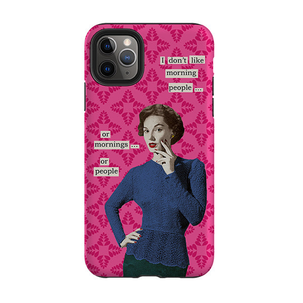 iPhone phone case-Morning Person By Clare Jordan-Product Details Raised bevel to protect screen from scratches. Impact resistant polycarbonate shell and shock absorbing inner TPU liner. Secure fit with design wrapping around side of the case and full access to ports. Compatible with Qi-standard wireless charging. Thickness 1/8 inch (3mm), weight 30g. Compatibility See drop down menu for options, please select the right case as we print to order.-Stringberry