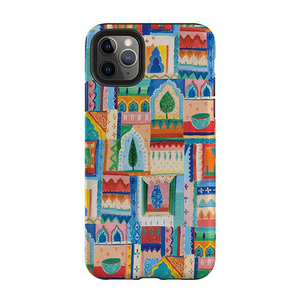iPhone phone case-Moroccan Windows By Sarah Campbell-Product Details Raised bevel to protect screen from scratches. Impact resistant polycarbonate shell and shock absorbing inner TPU liner. Secure fit with design wrapping around side of the case and full access to ports. Compatible with Qi-standard wireless charging. Thickness 1/8 inch (3mm), weight 30g. Compatibility See drop down menu for options, please select the right case as we print to order.-Stringberry