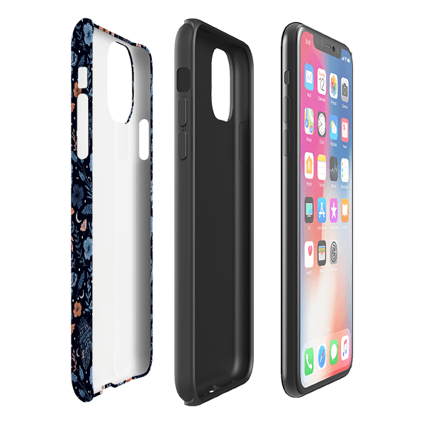 iPhone phone case-Moth By Jade Mosinski-Product Details Raised bevel to protect screen from scratches. Impact resistant polycarbonate shell and shock absorbing inner TPU liner. Secure fit with design wrapping around side of the case and full access to ports. Compatible with Qi-standard wireless charging. Thickness 1/8 inch (3mm), weight 30g. Compatibility See drop down menu for options, please select the right case as we print to order.-Stringberry
