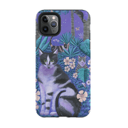 iPhone phone case-Night Cats 2 By Mary Stubberfield-Product Details Raised bevel to protect screen from scratches. Impact resistant polycarbonate shell and shock absorbing inner TPU liner. Secure fit with design wrapping around side of the case and full access to ports. Compatible with Qi-standard wireless charging. Thickness 1/8 inch (3mm), weight 30g. Compatibility See drop down menu for options, please select the right case as we print to order.-Stringberry