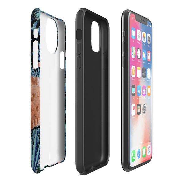 iPhone phone case-Night Cats By Mary Stubberfield-Product Details Raised bevel to protect screen from scratches. Impact resistant polycarbonate shell and shock absorbing inner TPU liner. Secure fit with design wrapping around side of the case and full access to ports. Compatible with Qi-standard wireless charging. Thickness 1/8 inch (3mm), weight 30g. Compatibility See drop down menu for options, please select the right case as we print to order.-Stringberry