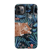 iPhone phone case-Night Cats By Mary Stubberfield-Product Details Raised bevel to protect screen from scratches. Impact resistant polycarbonate shell and shock absorbing inner TPU liner. Secure fit with design wrapping around side of the case and full access to ports. Compatible with Qi-standard wireless charging. Thickness 1/8 inch (3mm), weight 30g. Compatibility See drop down menu for options, please select the right case as we print to order.-Stringberry