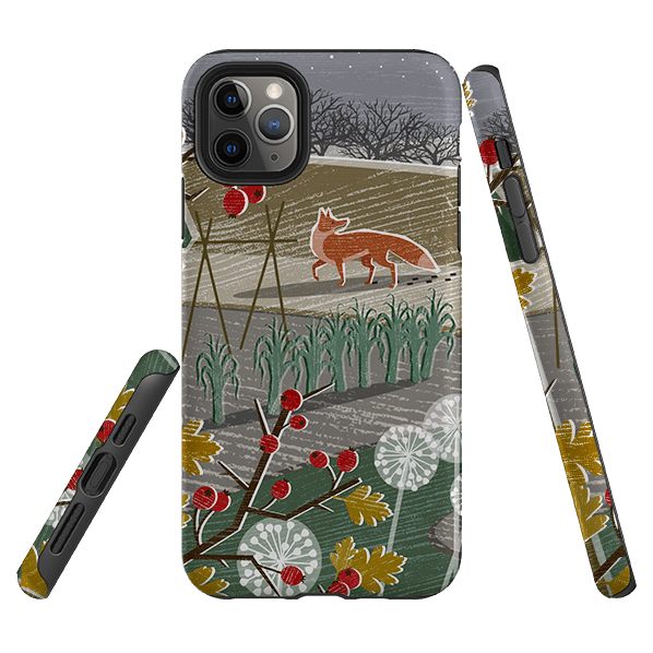 iPhone phone case-Night Fox 2 By Liane Payne-Product Details Raised bevel to protect screen from scratches. Impact resistant polycarbonate shell and shock absorbing inner TPU liner. Secure fit with design wrapping around side of the case and full access to ports. Compatible with Qi-standard wireless charging. Thickness 1/8 inch (3mm), weight 30g. Compatibility See drop down menu for options, please select the right case as we print to order.-Stringberry