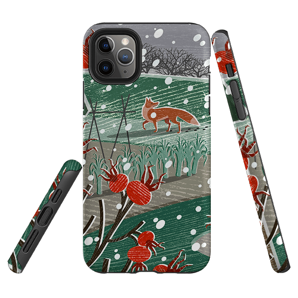 iPhone phone case-Night Fox 3 By Liane Payne-Product Details Raised bevel to protect screen from scratches. Impact resistant polycarbonate shell and shock absorbing inner TPU liner. Secure fit with design wrapping around side of the case and full access to ports. Compatible with Qi-standard wireless charging. Thickness 1/8 inch (3mm), weight 30g. Compatibility See drop down menu for options, please select the right case as we print to order.-Stringberry