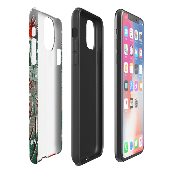 iPhone phone case-Night Fox 3 By Liane Payne-Product Details Raised bevel to protect screen from scratches. Impact resistant polycarbonate shell and shock absorbing inner TPU liner. Secure fit with design wrapping around side of the case and full access to ports. Compatible with Qi-standard wireless charging. Thickness 1/8 inch (3mm), weight 30g. Compatibility See drop down menu for options, please select the right case as we print to order.-Stringberry