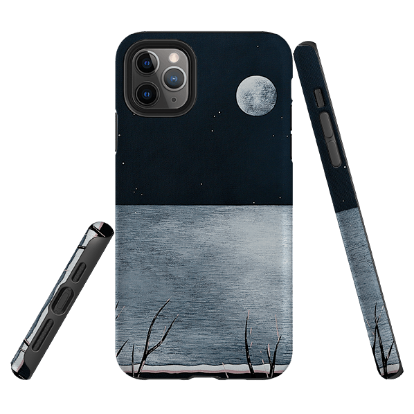 iPhone phone case-Night Of The Huge Moon By Natasha Newton-Product Details Raised bevel to protect screen from scratches. Impact resistant polycarbonate shell and shock absorbing inner TPU liner. Secure fit with design wrapping around side of the case and full access to ports. Compatible with Qi-standard wireless charging. Thickness 1/8 inch (3mm), weight 30g. Compatibility See drop down menu for options, please select the right case as we print to order.-Stringberry
