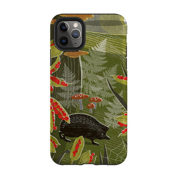 iPhone phone case-October Hedgehog By Liane Payne-Product Details Raised bevel to protect screen from scratches. Impact resistant polycarbonate shell and shock absorbing inner TPU liner. Secure fit with design wrapping around side of the case and full access to ports. Compatible with Qi-standard wireless charging. Thickness 1/8 inch (3mm), weight 30g. Compatibility See drop down menu for options, please select the right case as we print to order.-Stringberry