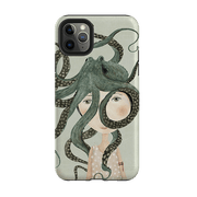 iPhone phone case-Octopus Girl By Katherine Quinn-Product Details Raised bevel to protect screen from scratches. Impact resistant polycarbonate shell and shock absorbing inner TPU liner. Secure fit with design wrapping around side of the case and full access to ports. Compatible with Qi-standard wireless charging. Thickness 1/8 inch (3mm), weight 30g. Compatibility See drop down menu for options, please select the right case as we print to order.-Stringberry