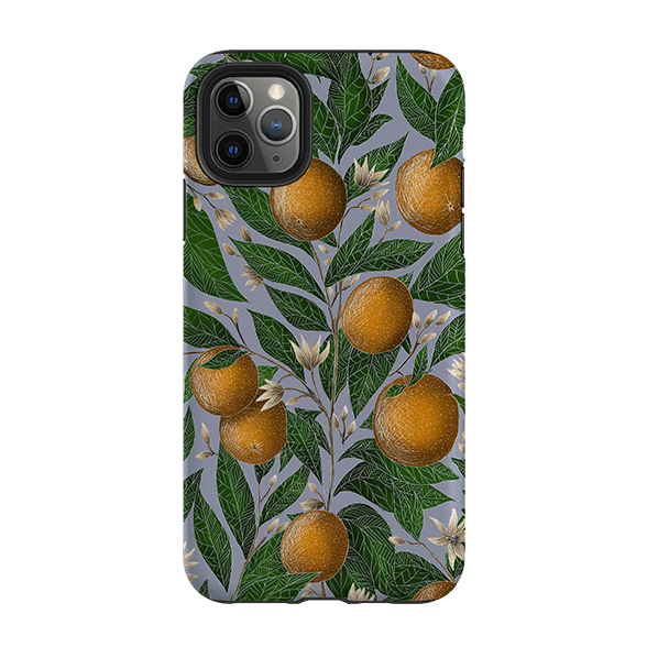 iPhone phone case-Oranges By Catherine Rowe-Product Details Raised bevel to protect screen from scratches. Impact resistant polycarbonate shell and shock absorbing inner TPU liner. Secure fit with design wrapping around side of the case and full access to ports. Compatible with Qi-standard wireless charging. Thickness 1/8 inch (3mm), weight 30g. Compatibility See drop down menu for options, please select the right case as we print to order.-Stringberry