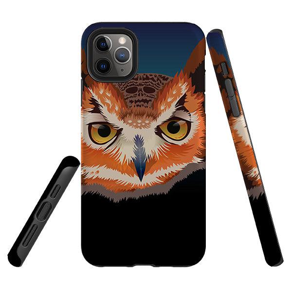 iPhone phone case-Owl By Mia Underwood-Product Details Raised bevel to protect screen from scratches. Impact resistant polycarbonate shell and shock absorbing inner TPU liner. Secure fit with design wrapping around side of the case and full access to ports. Compatible with Qi-standard wireless charging. Thickness 1/8 inch (3mm), weight 30g. Compatibility See drop down menu for options, please select the right case as we print to order.-Stringberry
