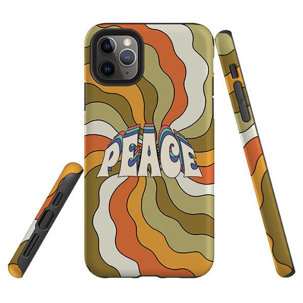 iPhone phone case-Peace B-Product Details Raised bevel to protect screen from scratches. Impact resistant polycarbonate shell and shock absorbing inner TPU liner. Secure fit with design wrapping around side of the case and full access to ports. Compatible with Qi-standard wireless charging. Thickness 1/8 inch (3mm), weight 30g. Compatibility See drop down menu for options, please select the right case as we print to order.-Stringberry