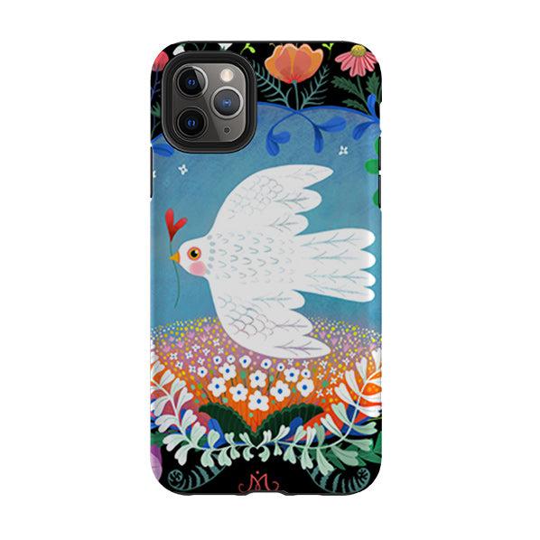 iPhone phone case-Peacebird By Mia Underwood-Product Details Raised bevel to protect screen from scratches. Impact resistant polycarbonate shell and shock absorbing inner TPU liner. Secure fit with design wrapping around side of the case and full access to ports. Compatible with Qi-standard wireless charging. Thickness 1/8 inch (3mm), weight 30g. Compatibility See drop down menu for options, please select the right case as we print to order.-Stringberry