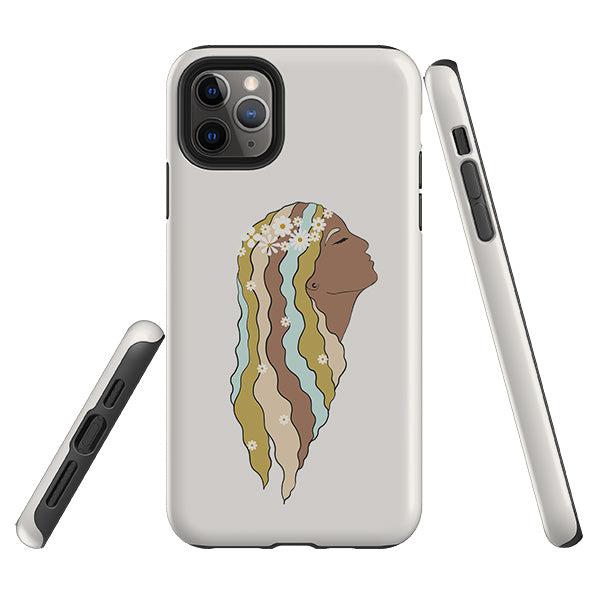 iPhone phone case-Peaceful-Product Details Raised bevel to protect screen from scratches. Impact resistant polycarbonate shell and shock absorbing inner TPU liner. Secure fit with design wrapping around side of the case and full access to ports. Compatible with Qi-standard wireless charging. Thickness 1/8 inch (3mm), weight 30g. Compatibility See drop down menu for options, please select the right case as we print to order.-Stringberry