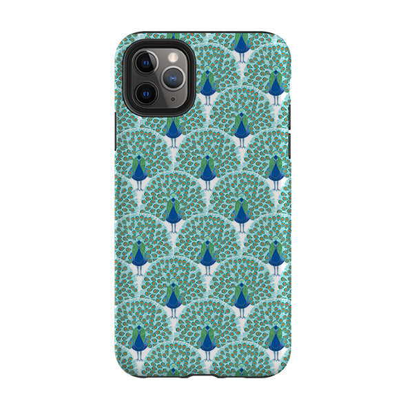 iPhone phone case-Peacock By Natalie Pedetti Prack-Product Details Raised bevel to protect screen from scratches. Impact resistant polycarbonate shell and shock absorbing inner TPU liner. Secure fit with design wrapping around side of the case and full access to ports. Compatible with Qi-standard wireless charging. Thickness 1/8 inch (3mm), weight 30g. Compatibility See drop down menu for options, please select the right case as we print to order.-Stringberry