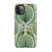 iPhone phone case-Peacock Pattern By Maja Lindberg-Product Details Raised bevel to protect screen from scratches. Impact resistant polycarbonate shell and shock absorbing inner TPU liner. Secure fit with design wrapping around side of the case and full access to ports. Compatible with Qi-standard wireless charging. Thickness 1/8 inch (3mm), weight 30g. Compatibility See drop down menu for options, please select the right case as we print to order.-Stringberry
