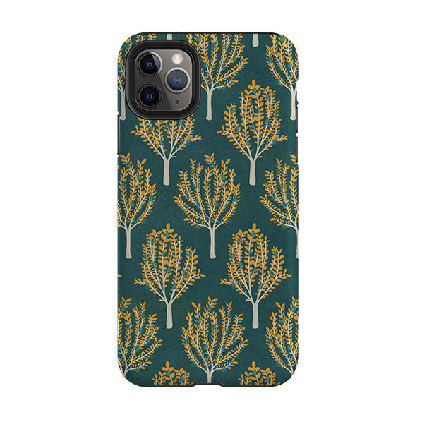 iPhone phone case-Pear Trees Teal By Katherine Quinn-Product Details Raised bevel to protect screen from scratches. Impact resistant polycarbonate shell and shock absorbing inner TPU liner. Secure fit with design wrapping around side of the case and full access to ports. Compatible with Qi-standard wireless charging. Thickness 1/8 inch (3mm), weight 30g. Compatibility See drop down menu for options, please select the right case as we print to order.-Stringberry
