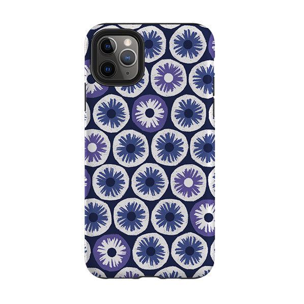iPhone phone case-Penny Flowers Blue By Ali Brookes-Product Details Raised bevel to protect screen from scratches. Impact resistant polycarbonate shell and shock absorbing inner TPU liner. Secure fit with design wrapping around side of the case and full access to ports. Compatible with Qi-standard wireless charging. Thickness 1/8 inch (3mm), weight 30g. Compatibility See drop down menu for options, please select the right case as we print to order.-Stringberry