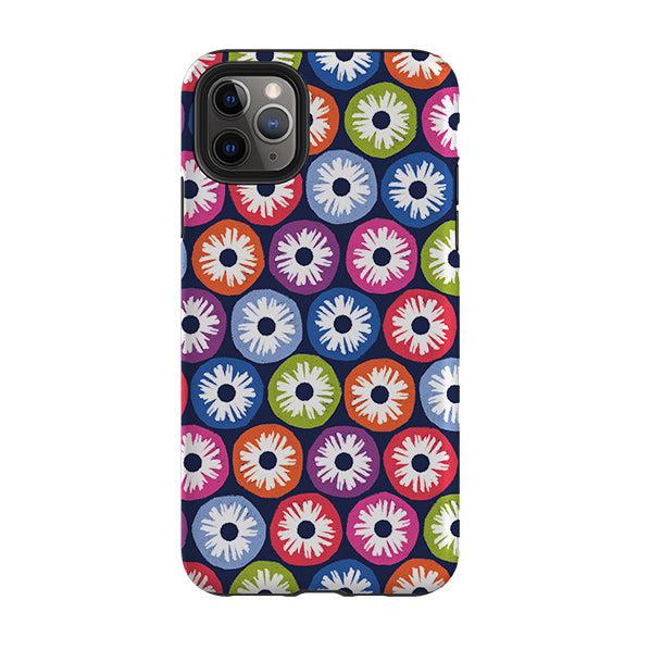 iPhone phone case-Penny Flowers Dark By Ali Brookes-Product Details Raised bevel to protect screen from scratches. Impact resistant polycarbonate shell and shock absorbing inner TPU liner. Secure fit with design wrapping around side of the case and full access to ports. Compatible with Qi-standard wireless charging. Thickness 1/8 inch (3mm), weight 30g. Compatibility See drop down menu for options, please select the right case as we print to order.-Stringberry