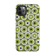 iPhone phone case-Penny Flowers Green By Ali Brookes-Product Details Raised bevel to protect screen from scratches. Impact resistant polycarbonate shell and shock absorbing inner TPU liner. Secure fit with design wrapping around side of the case and full access to ports. Compatible with Qi-standard wireless charging. Thickness 1/8 inch (3mm), weight 30g. Compatibility See drop down menu for options, please select the right case as we print to order.-Stringberry
