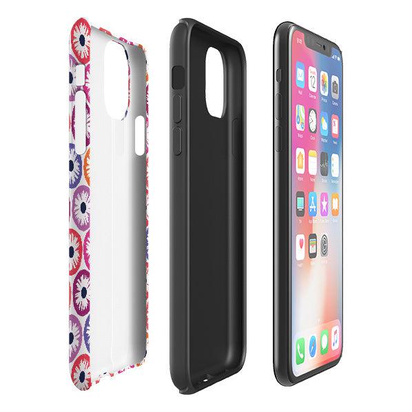 iPhone phone case-Penny Flowers Light By Ali Brookes-Product Details Raised bevel to protect screen from scratches. Impact resistant polycarbonate shell and shock absorbing inner TPU liner. Secure fit with design wrapping around side of the case and full access to ports. Compatible with Qi-standard wireless charging. Thickness 1/8 inch (3mm), weight 30g. Compatibility See drop down menu for options, please select the right case as we print to order.-Stringberry