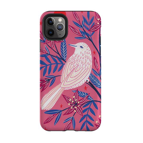 iPhone phone case-Pink Bird By Lee Foster Wilson-Product Details Raised bevel to protect screen from scratches. Impact resistant polycarbonate shell and shock absorbing inner TPU liner. Secure fit with design wrapping around side of the case and full access to ports. Compatible with Qi-standard wireless charging. Thickness 1/8 inch (3mm), weight 30g. Compatibility See drop down menu for options, please select the right case as we print to order.-Stringberry