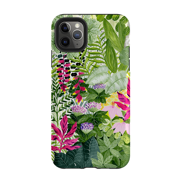 iPhone phone case-Pink Botanical By Bex Parkin-Product Details Raised bevel to protect screen from scratches. Impact resistant polycarbonate shell and shock absorbing inner TPU liner. Secure fit with design wrapping around side of the case and full access to ports. Compatible with Qi-standard wireless charging. Thickness 1/8 inch (3mm), weight 30g. Compatibility See drop down menu for options, please select the right case as we print to order.-Stringberry