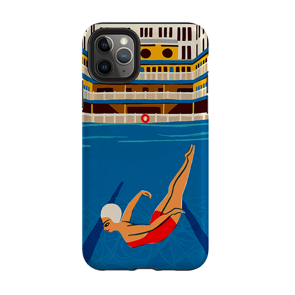 iPhone phone case-Piscine Molitor By Paul Thurlby-Product Details Raised bevel to protect screen from scratches. Impact resistant polycarbonate shell and shock absorbing inner TPU liner. Secure fit with design wrapping around side of the case and full access to ports. Compatible with Qi-standard wireless charging. Thickness 1/8 inch (3mm), weight 30g. Compatibility See drop down menu for options, please select the right case as we print to order.-Stringberry