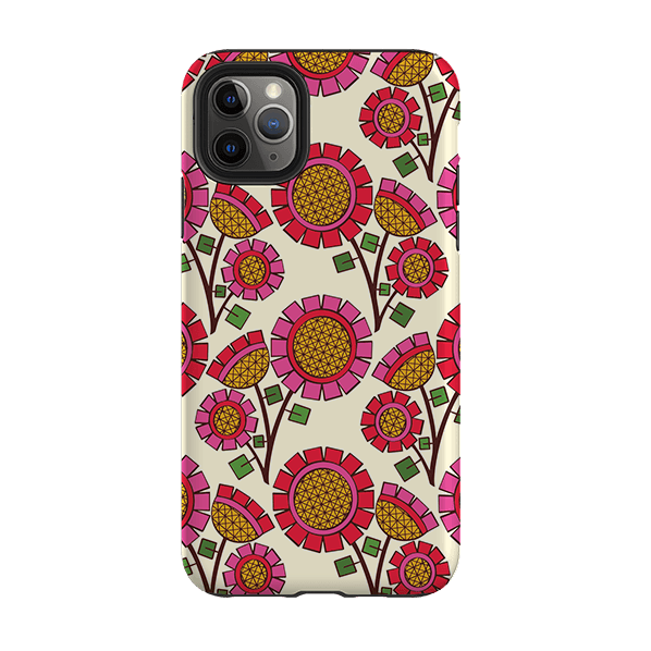iPhone phone case-Pop Flower By Amelia Bowman-Product Details Raised bevel to protect screen from scratches. Impact resistant polycarbonate shell and shock absorbing inner TPU liner. Secure fit with design wrapping around side of the case and full access to ports. Compatible with Qi-standard wireless charging. Thickness 1/8 inch (3mm), weight 30g. Compatibility See drop down menu for options, please select the right case as we print to order.-Stringberry