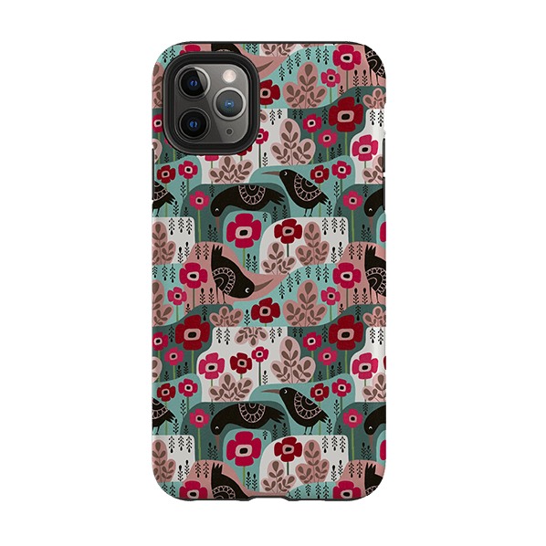 iPhone phone case-Poppies And Crow By Suzy Taylor-Product Details Raised bevel to protect screen from scratches. Impact resistant polycarbonate shell and shock absorbing inner TPU liner. Secure fit with design wrapping around side of the case and full access to ports. Compatible with Qi-standard wireless charging. Thickness 1/8 inch (3mm), weight 30g. Compatibility See drop down menu for options, please select the right case as we print to order.-Stringberry