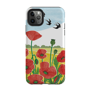 iPhone phone case-Poppy Fields By Liane Payne-Product Details Raised bevel to protect screen from scratches. Impact resistant polycarbonate shell and shock absorbing inner TPU liner. Secure fit with design wrapping around side of the case and full access to ports. Compatible with Qi-standard wireless charging. Thickness 1/8 inch (3mm), weight 30g. Compatibility See drop down menu for options, please select the right case as we print to order.-Stringberry