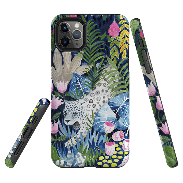 iPhone phone case-Prowling Leopard By Bex Parkin-Product Details Raised bevel to protect screen from scratches. Impact resistant polycarbonate shell and shock absorbing inner TPU liner. Secure fit with design wrapping around side of the case and full access to ports. Compatible with Qi-standard wireless charging. Thickness 1/8 inch (3mm), weight 30g. Compatibility See drop down menu for options, please select the right case as we print to order.-Stringberry