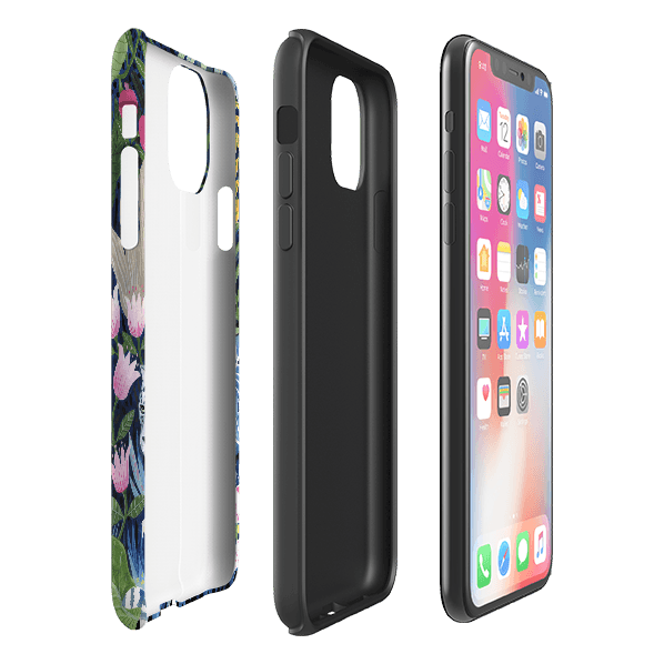 iPhone phone case-Prowling Leopard By Bex Parkin-Product Details Raised bevel to protect screen from scratches. Impact resistant polycarbonate shell and shock absorbing inner TPU liner. Secure fit with design wrapping around side of the case and full access to ports. Compatible with Qi-standard wireless charging. Thickness 1/8 inch (3mm), weight 30g. Compatibility See drop down menu for options, please select the right case as we print to order.-Stringberry