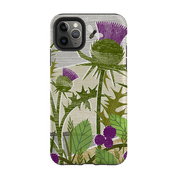 iPhone phone case-Purple Thistle By Liane Payne-Product Details Raised bevel to protect screen from scratches. Impact resistant polycarbonate shell and shock absorbing inner TPU liner. Secure fit with design wrapping around side of the case and full access to ports. Compatible with Qi-standard wireless charging. Thickness 1/8 inch (3mm), weight 30g. Compatibility See drop down menu for options, please select the right case as we print to order.-Stringberry