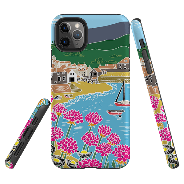 iPhone phone case-Quaint Harbour By Kate Heiss-Product Details Raised bevel to protect screen from scratches. Impact resistant polycarbonate shell and shock absorbing inner TPU liner. Secure fit with design wrapping around side of the case and full access to ports. Compatible with Qi-standard wireless charging. Thickness 1/8 inch (3mm), weight 30g. Compatibility See drop down menu for options, please select the right case as we print to order.-Stringberry