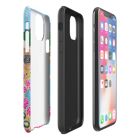 iPhone phone case-Quaint Harbour By Kate Heiss-Product Details Raised bevel to protect screen from scratches. Impact resistant polycarbonate shell and shock absorbing inner TPU liner. Secure fit with design wrapping around side of the case and full access to ports. Compatible with Qi-standard wireless charging. Thickness 1/8 inch (3mm), weight 30g. Compatibility See drop down menu for options, please select the right case as we print to order.-Stringberry