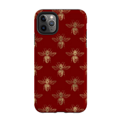 iPhone phone case-Red Bees-Product Details Raised bevel to protect screen from scratches. Impact resistant polycarbonate shell and shock absorbing inner TPU liner. Secure fit with design wrapping around side of the case and full access to ports. Compatible with Qi-standard wireless charging. Thickness 1/8 inch (3mm), weight 30g. Compatibility See drop down menu for options, please select the right case as we print to order.-Stringberry