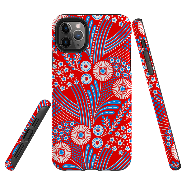 iPhone phone case-Red Bouquet By Cressida Bell-Product Details Raised bevel to protect screen from scratches. Impact resistant polycarbonate shell and shock absorbing inner TPU liner. Secure fit with design wrapping around side of the case and full access to ports. Compatible with Qi-standard wireless charging. Thickness 1/8 inch (3mm), weight 30g. Compatibility See drop down menu for options, please select the right case as we print to order.-Stringberry