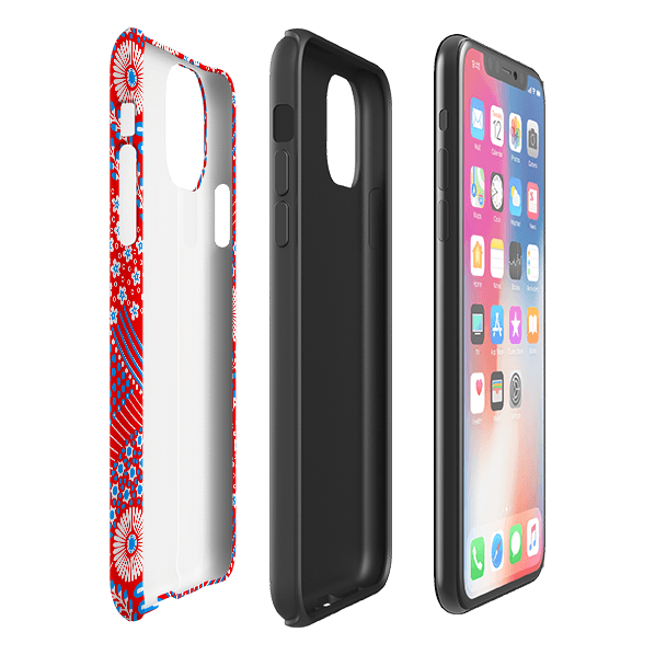 iPhone phone case-Red Bouquet By Cressida Bell-Product Details Raised bevel to protect screen from scratches. Impact resistant polycarbonate shell and shock absorbing inner TPU liner. Secure fit with design wrapping around side of the case and full access to ports. Compatible with Qi-standard wireless charging. Thickness 1/8 inch (3mm), weight 30g. Compatibility See drop down menu for options, please select the right case as we print to order.-Stringberry